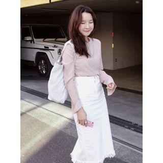 Frey-hem Midi Skirt