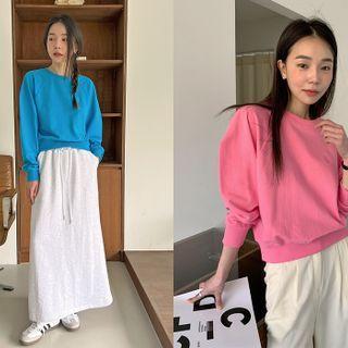 Raglan-sleeve Color Sweatshirt
