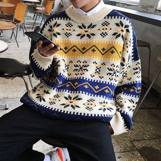 Ethnic Round-neck Knit Top