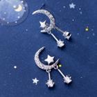 Rhinestone Crescent Earring S925 Silver - 1 Pair - Silver - One Size