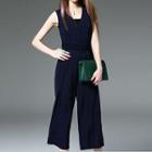 Sleeveless V-neck Wide-leg Jumpsuit