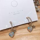 Heart Faux Crystal Dangle Earring 1 Pair - Silver Steel - Laser Rhinestone - Gold - One Size
