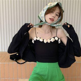 Flower Applique Camisole Top / Cardigan