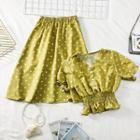 Set: Dotted Crop Top + High-waist Dotted Skirt