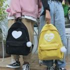 Heart Applique Corduroy Backpack