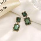 Square Dangle Earring 1 Pair - 925 Silver - Emerald Green - One Size