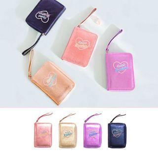 Letter Embroidered Zip Short Wallet