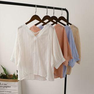 V-neck Bow Back Blouse