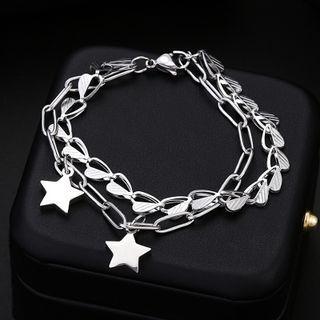 Star Charm Layered Chain Bracelet As Shown In Figure - One Size