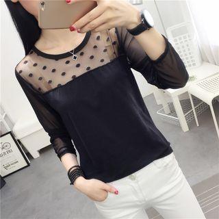 Sheer Panel Long-sleeve T-shirt