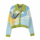Collared Print Cardigan