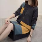 Long-sleeve Color Block Sweater Dress