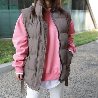 Mock-neck Padded Zip-up Vest