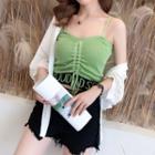 Lettering Drawstring Knit Camisole Top