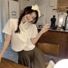 Puff-sleeve Frog-button Shirt