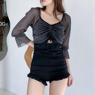 Mesh Ruched Ruffled Swimsuit