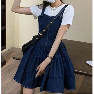 Short-sleeve T-shirt / Denim Overall Dress