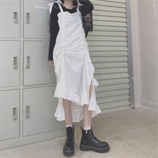 Spaghetti Strap Irregular Midi Dress / T-shirt