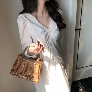 Plain Drawstring Midi Dress