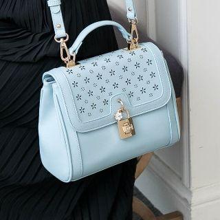 Faux-leather Cutout Flap Satchel