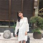 Lace Long Sleeve Midi Dress With Slipdress