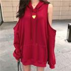 Heart Print Long-sleeve Loose-fit Hoodie