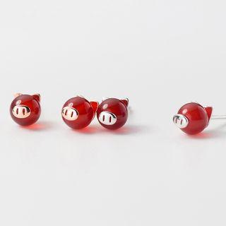 Bead Pig Stud Earring