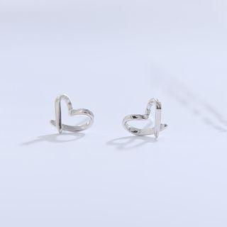 925 Sterling Silver Cutout Heart Earrings As Shown In Figure - One Size