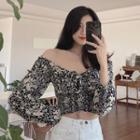 Floral Tie-strap Cropped Blouse