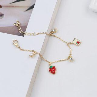 Alloy Strawberry & Rhinestone Bracelet As Shown In Figure - One Size