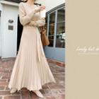 Pleated Knit Maxi Wrap Dress Beige - One Size