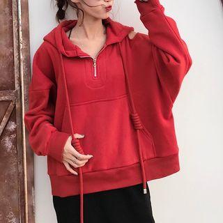Cut-out Shoulder Hooded Pullover / Skirt