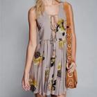 Sleeveless Tie-front Floral Dress
