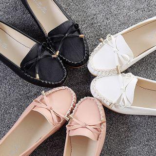Bow Accent Faux-leather Flats