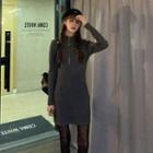 Turtleneck Half-zip Mini Bodycon Dress