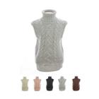 Turtle-neck Sleeveless Cable-knit Sweater