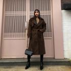 Flap-front Wool Blend Trench Coat With Sash