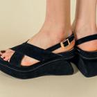Wedge-heel Genuine-suede Sandals
