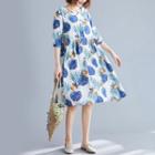 Flower Round-neck Medium Maxi Dress