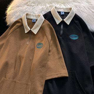 Half-zip Two Tone Short-sleeve Polo Shirt