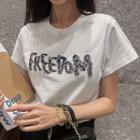 Sequined Letter-embroidered T-shirt
