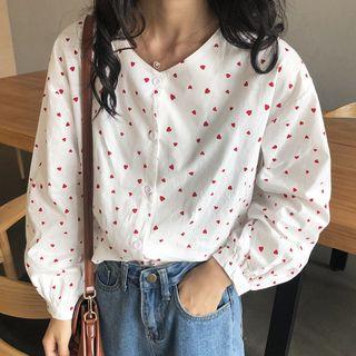 Heart Print Shirt Heart Print - White - One Size