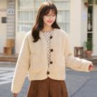 V-neck Patch-pocket Sherpa-fleece Jacket