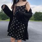 Dotted Strappy A-line Dress Black - One Size