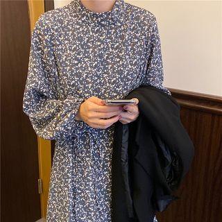 Lantern-sleeve Floral Printed Dress