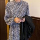 Lantern-sleeve Floral Printed Dress