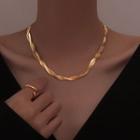 Wavy Stainless Steel Necklace Gold - One Size