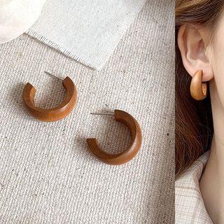 Wood Open Hoop Earring