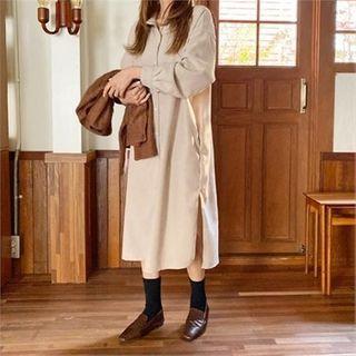Slit-side Loose-fit Shirtdress