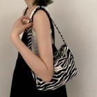 Zebra Print Canvas Mini Shoulder Bag White & Black - One Size